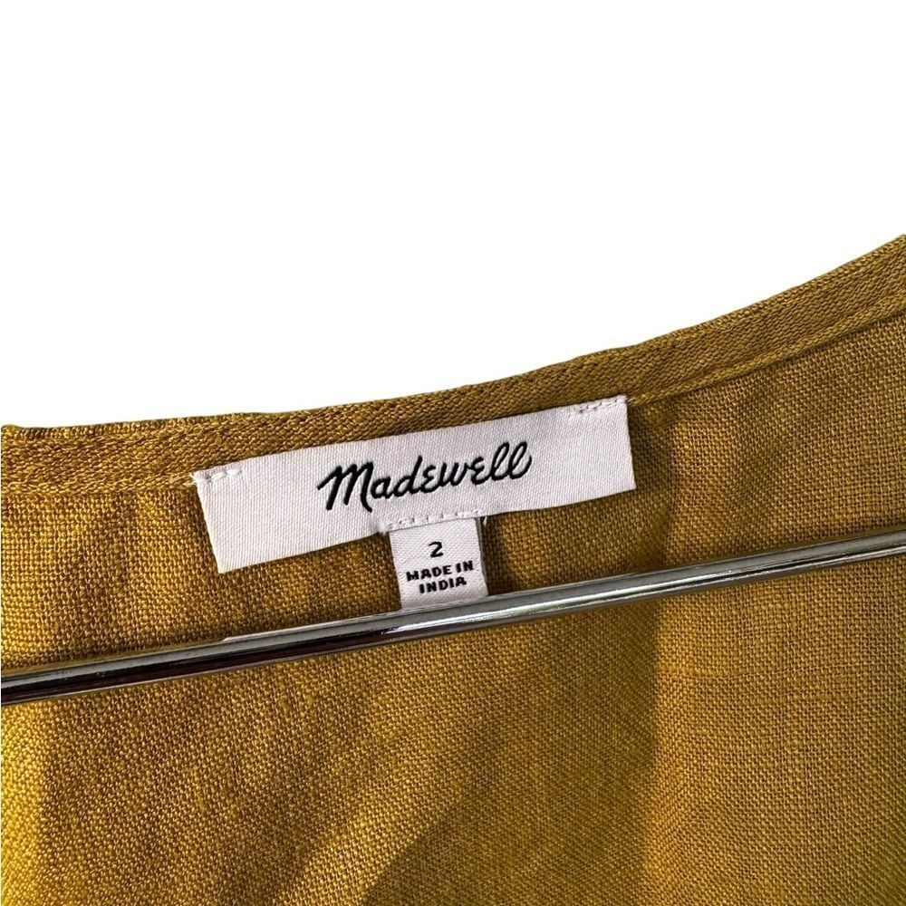 Madewell Button-Front Midi Dress in 100% Linen Citrus Lime 2 - Picture 5 of 7